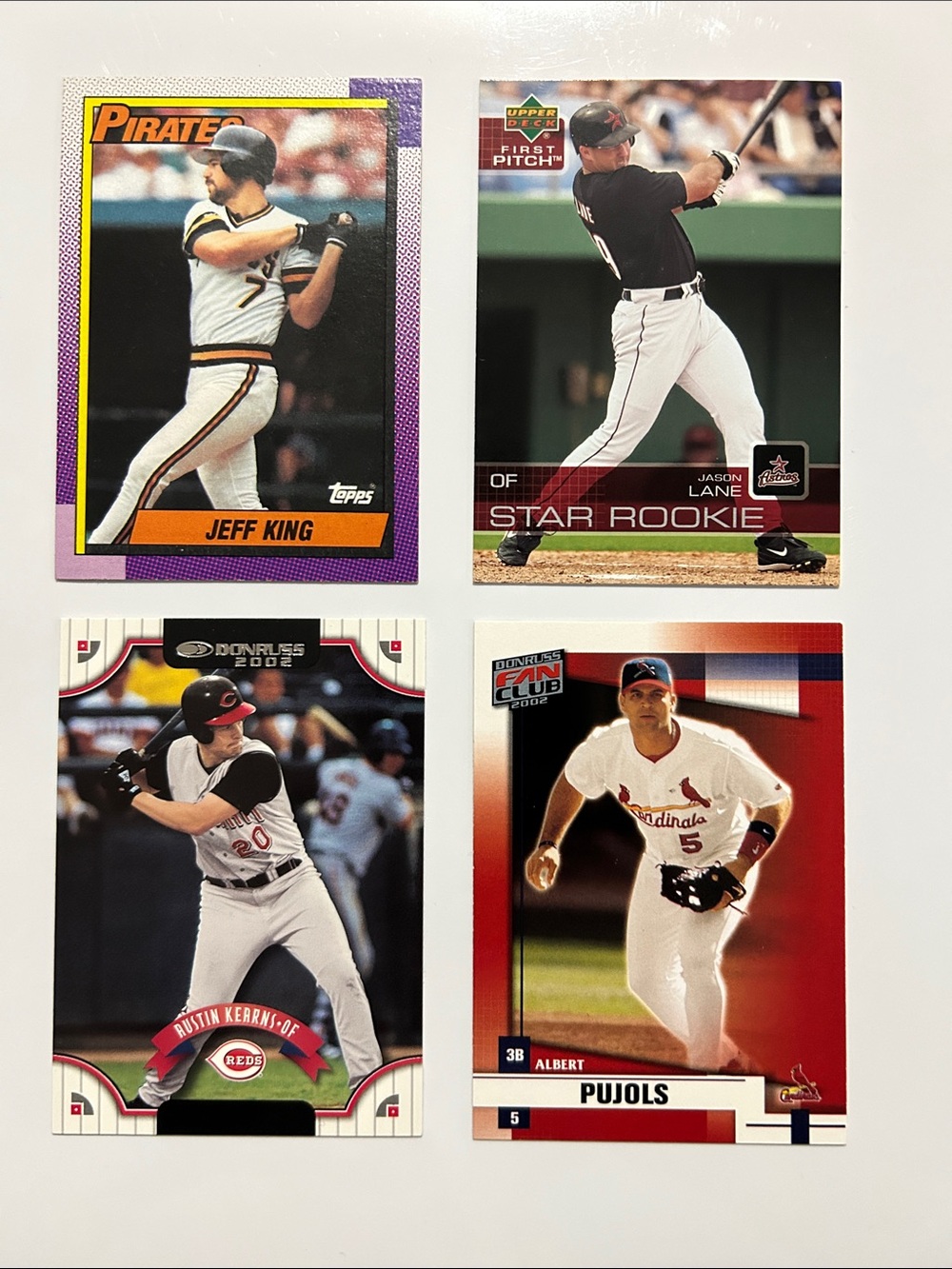 Lot of 4 baseball cards - King/Lane/Kearns/Pujols - Rookie/Early baseball cards